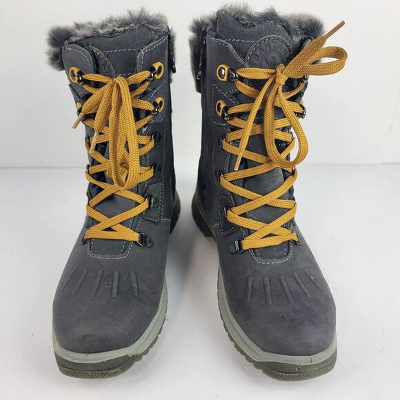 Santana Canada Milly Boots Waterproof Leather Faux fur Gray Size 8.5 - Picture 6 of 14